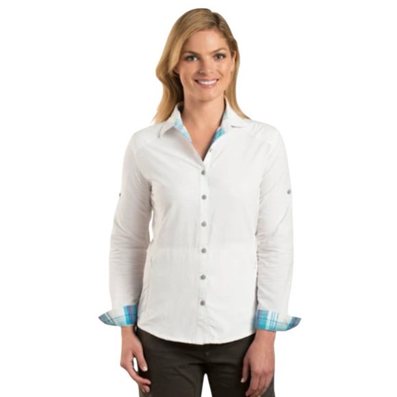 Kuhl Women’s Wunderer Outdoor Shirt Breathable Mesh Side Panels In White Medium - Picture 1 of 15